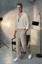 Men's Beige Relaxed Fit Summer 100% Pure Cotton Lightweight and Breathable Muslin Trousers - 6