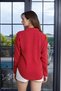 Red Polka Dot Women's Shirt Long Sleeve Stylish Shirt with Pockets - - 6