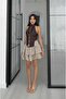 Brown Corset Detailed Layered Skirted Dress