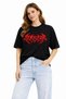 Women's Short Sleeve Summer T-Shirt Crew Neck Printed Oversize T-Shirt - Black - 5