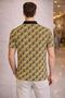 Men's Pique Fabric Polo Collar Palm Patterned T-Shirt Short Sleeve Summer T-Shirt - Yellow - 2