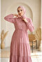 Floral Patterned Layered Hijab Dress 0291-01 Powder - 4
