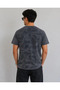 Men's Tie-Dye Patterned T-Shirt, Crew Neck, Short Sleeve, Regular Fit T-Shirt - Smoked - 3