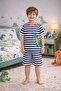 Boys' Cotton Striped Printed Short Sleeve Shorts Pajama Set - 2