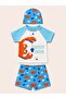 Boys' Dinosaur Patterned Swim Shorts Set – 3 Piece Swimsuit Set 12757 - 2