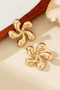 Women's Gold Color Flower Model Earrings Shiny Design Stylish Earrings - 2