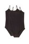 2 Pieces of Women's Snap Fastener Bodysuit with Rope Straps, Black