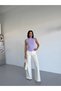 Women's Lilac Turtleneck Zero Sleeve Sandy Crop Blouse Hzl26S-Fry123931 - 2