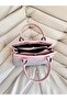 Women's Crossbody Bag with Fixed Strap Design Noir Linen Powder - 3