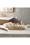 Ameco 4-Piece Ribbed Clear Glass & Gold Bathroom Accessory Set - 2