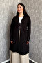 Women's Plus Size Long Cardigan with Stone Collar and Pockets, 3 Buttons 904 - 3