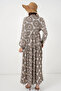 Women's Patterned Long Hijab Dress 1155 - C. Beige - 5