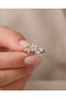 Petaluna White Flower Figured Opal and Zircon Stone Adjustable Ring - 3