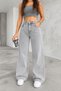Women's Wide Leg Gray Washed Palazzo Jean Loose-Fit High Waist Loose Pants - 7