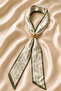 Green Long Thin Scarf with Gold Buckle - 3