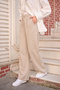 Women's Elastic Waist Lace Detail Trousers Cream - 3