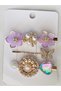 Brooch - Set of 3 Lila Color Brooches with Flowers, Butterflies, Hearts and Pearl Details - 3