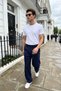 Salto Double Fabric Pleated Men's Navy Blue Baggy Trousers Wide Leg Pants - 2
