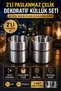 Set of 2 Stainless Steel Table Type Ashtray Decorative Chrome Ashtray Home Office In-Car Use 9 cm