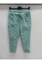 Women's Mint Italian Star Patterned Sequined Elastic Waist Lace-Up Lycra Pants Size 40 - 46