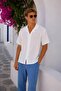Men's Short Sleeve Muslin Shirt with Apaş Collar, Comfortable Fit, Summer White Ls-18015