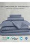 Egyptian Cotton 6 Piece Stripe Duvet Cover Set 220x240cm Blue Grey - 5