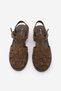 Women's Genuine Leather Ankle Strap Buckle Closed Front Striped Casual Sandals Vesola Brown Suede - 6