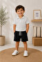 Single Striped Zippered Waffle Fabric Summer Boys' Suit - 3