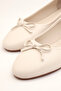 İst S01 Bow Detailed Genuine Leather Flat Sole Ballerinas - 4