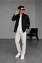 Men's Oversize Summer Linen Shirt & Regular Comfortable Cut Linen Trousers 2-Piece Set - 4