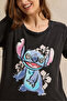 Women Charcoal Acid Wash Stitch Printed T-Shirt - 4