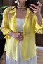 Silky Textured Oversize Shirt Yellow - 2