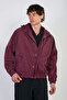 Men's Hooded Raincoat with Snap Fasteners - Plum