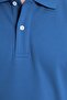 Men's Slim Fit 100% Cotton Short Sleeve Polo Collar Blue T-Shirt - 4