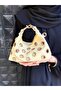 Leather Look Handbag with Gold Metal Accessories, Suitable for Hand Use - 8