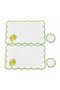 Mimoza Embroidered American Service Set 44X30 & Coaster Set 11X11 – White Cotton Textured 4-Piece Presentation Set - 4