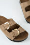 Rio Women's Vegan Leather Double Buckle Mink Slippers - 2