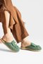 Bow Tie Detail Straw Weave Women's Slippers Green - 2
