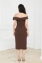 Floral Patterned Midi Pencil Dress - Brown - 8