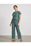 Women Green Textured Wide Leg Trouser - 3