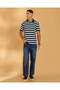 Men Navy and Blue And Striped Polo Shirt - 2