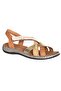 25Y Nbl10 Tan/White Women's Genuine Leather Casual Sandals