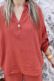 Tile Standard Size Muslin Single Button Blouse - 4