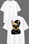 Rap Dog Design Front and Back Printed White Oversize t Shirt