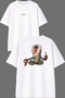 Sakin Maymun Design Front and Back Printed White Oversize T-Shirt