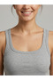 Gray Square Neck Ribbed Knitted Women's Athlete Premium Ribbed Camisole Bodysuit - 5