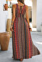 New Season Women's Strappy Deep V Chest Low-Cut Patterned Long Single Jersey Summer Dress - 4