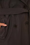 Women's Double Breasted Collar Belted Brown Trench Coat - 4