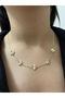 Vip Premium Jeweler's Silver Color 5-Piece Flower-Figured Steel Gold Necklace Set of Five - 2