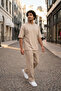 Men's Summer Short Sleeve Oversize Two Thread Tracksuit Set - 4
